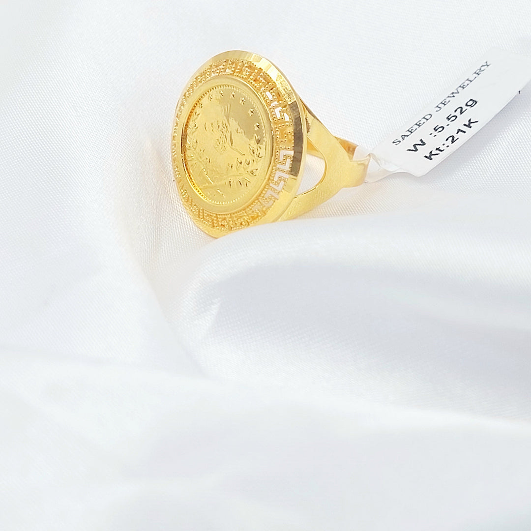 Engraved Rashadi Ring Made of 21K Gold by Saeed Jewelry 