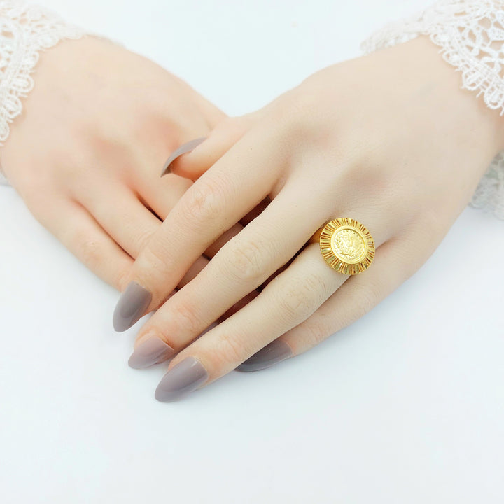 Engraved Rashadi Ring Made of 21K Gold by Saeed Jewelry 