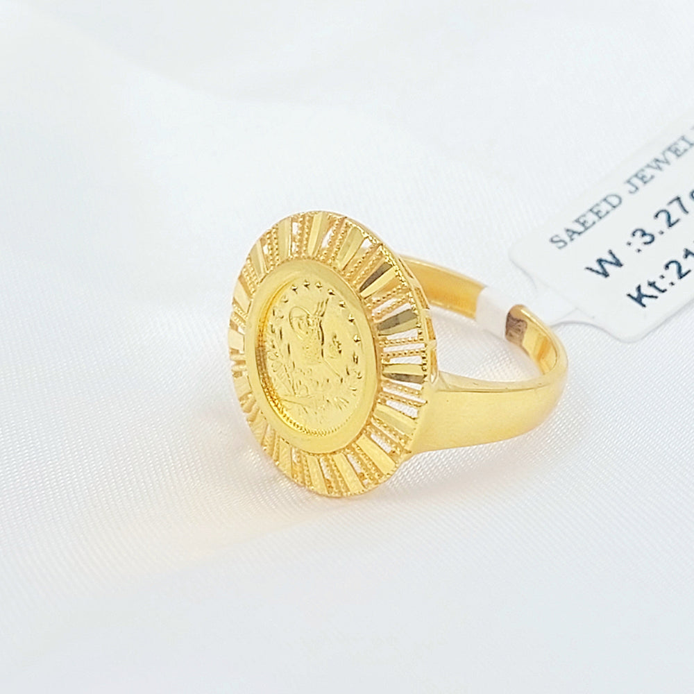 Engraved Rashadi Ring Made of 21K Gold by Saeed Jewelry 