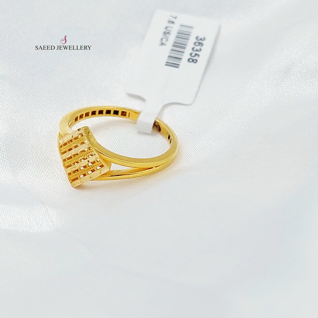 Engraved Rhombus Ring Made of 21K Gold by Saeed Jewelry 