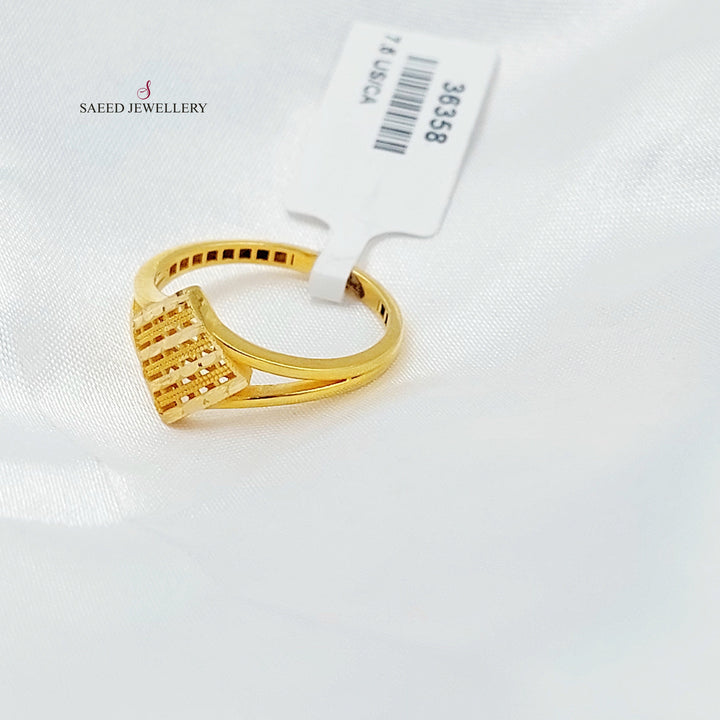 Engraved Rhombus Ring Made of 21K Gold by Saeed Jewelry 