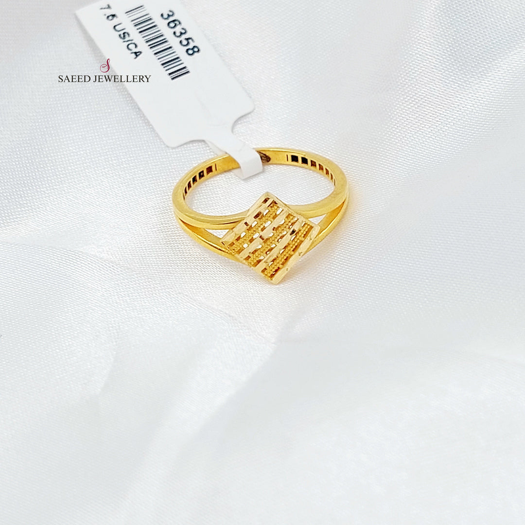 Engraved Rhombus Ring Made of 21K Gold by Saeed Jewelry 