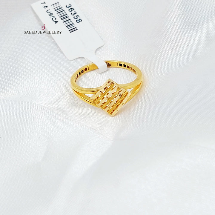 Engraved Rhombus Ring Made of 21K Gold by Saeed Jewelry 