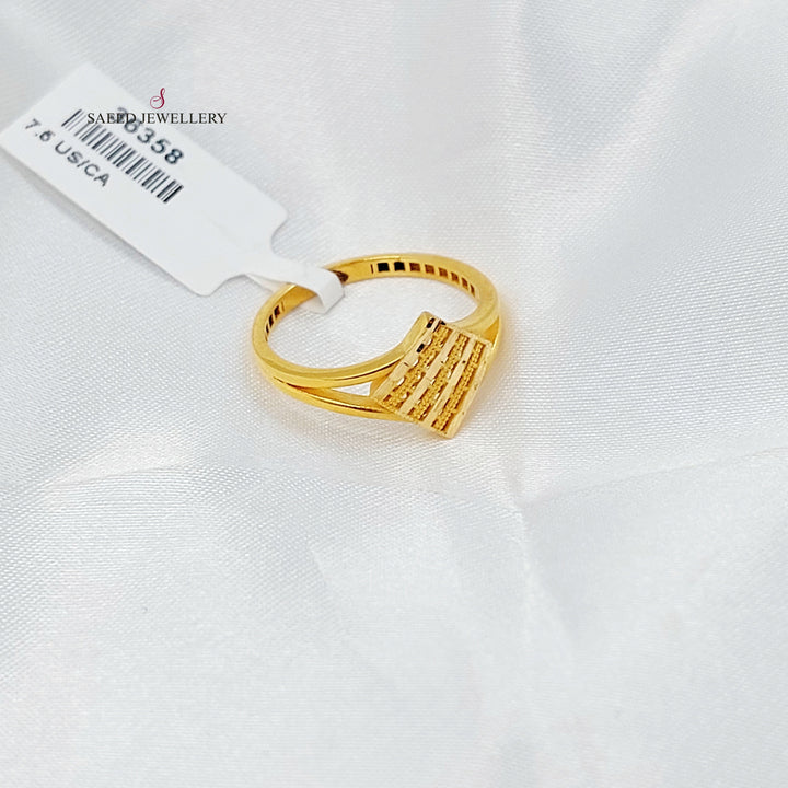 Engraved Rhombus Ring Made of 21K Gold by Saeed Jewelry 