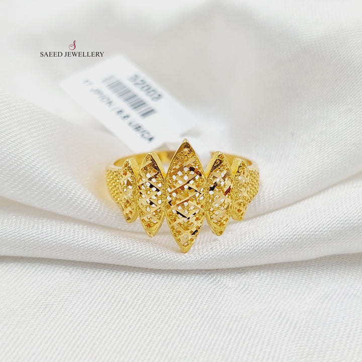 21K Gold Engraved Rhombus Ring by Saeed Jewelry - Image 1