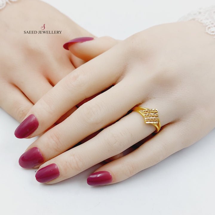 Engraved Rhombus Ring Made of 21K Gold by Saeed Jewelry 
