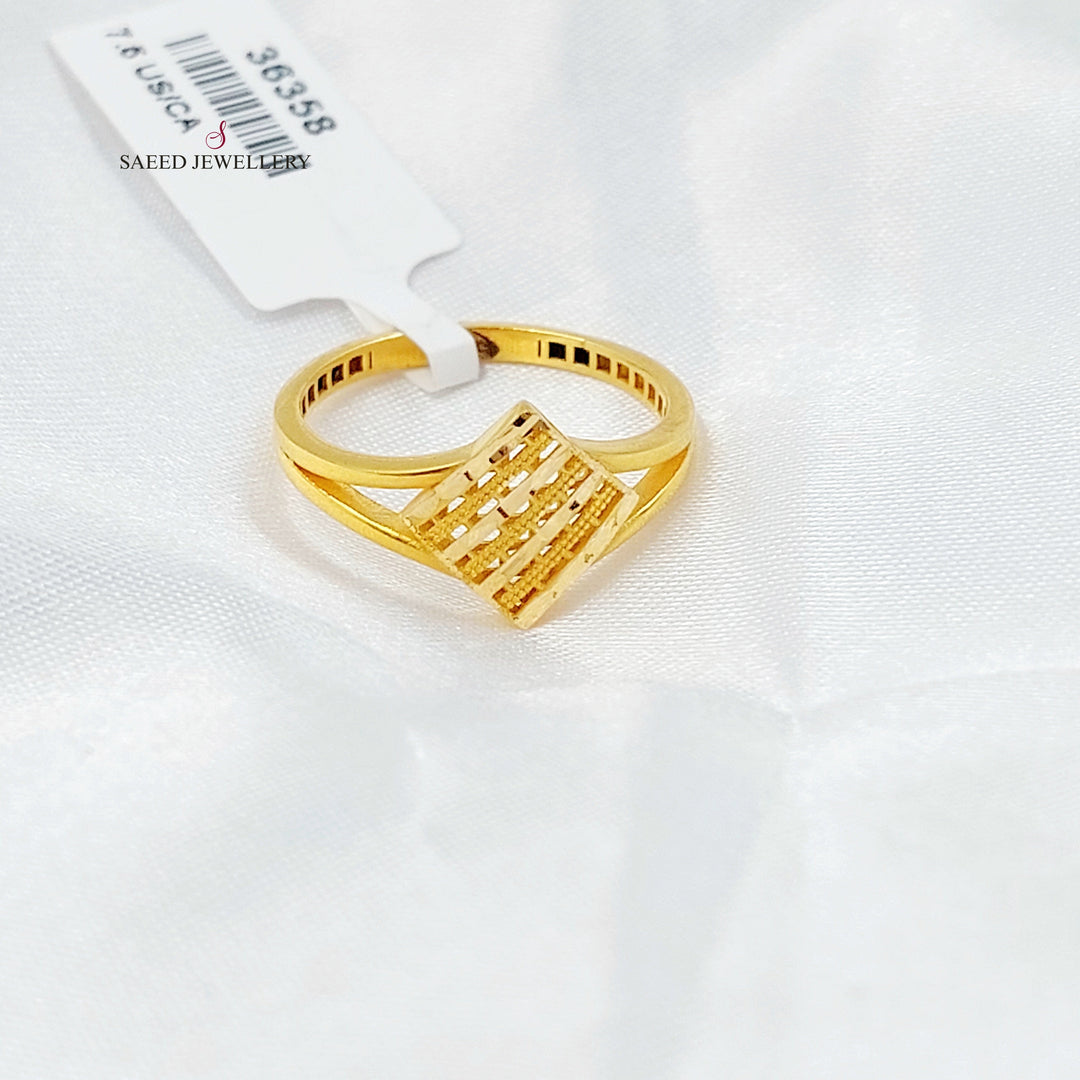 Engraved Rhombus Ring Made of 21K Gold by Saeed Jewelry 