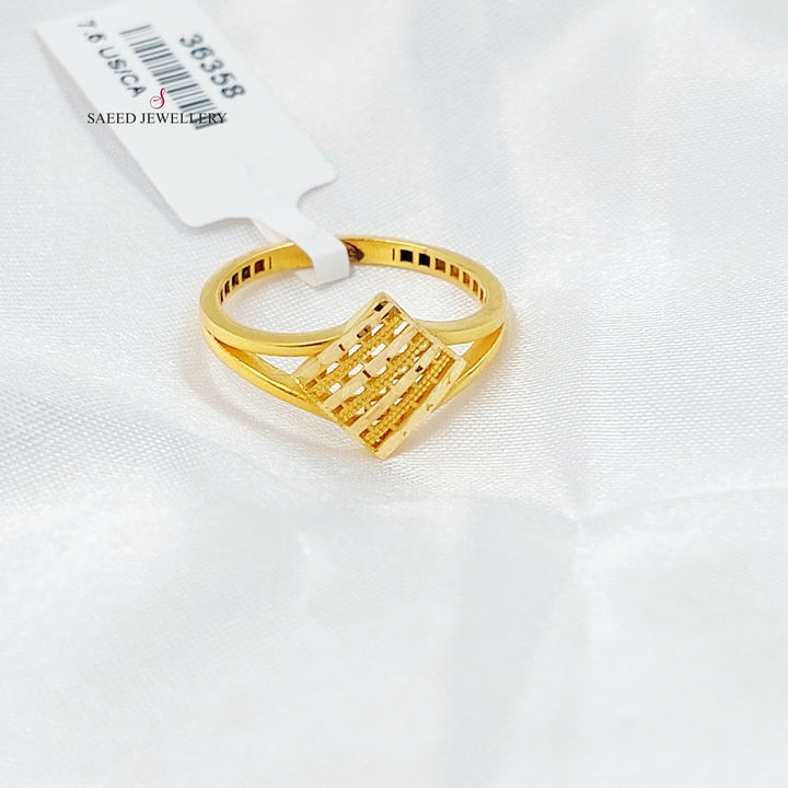 Engraved Rhombus Ring Made of 21K Gold by Saeed Jewelry 
