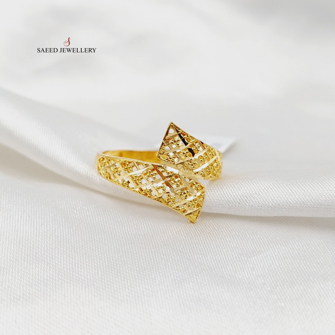 21K Gold Engraved Ring by Saeed Jewelry - Image 3