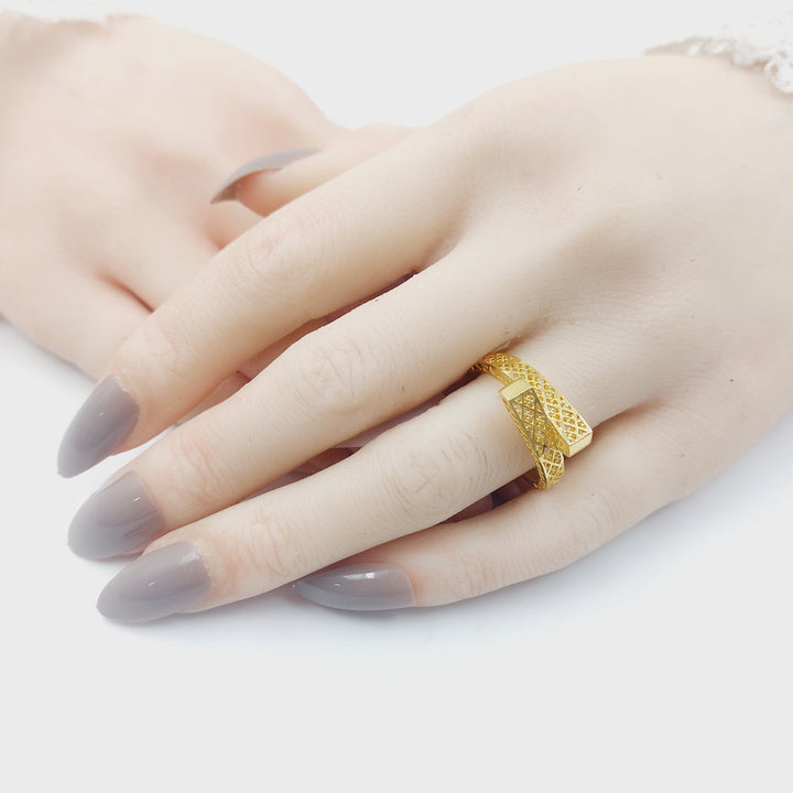 Engraved Ring Made of 21K Gold by Saeed Jewelry 
