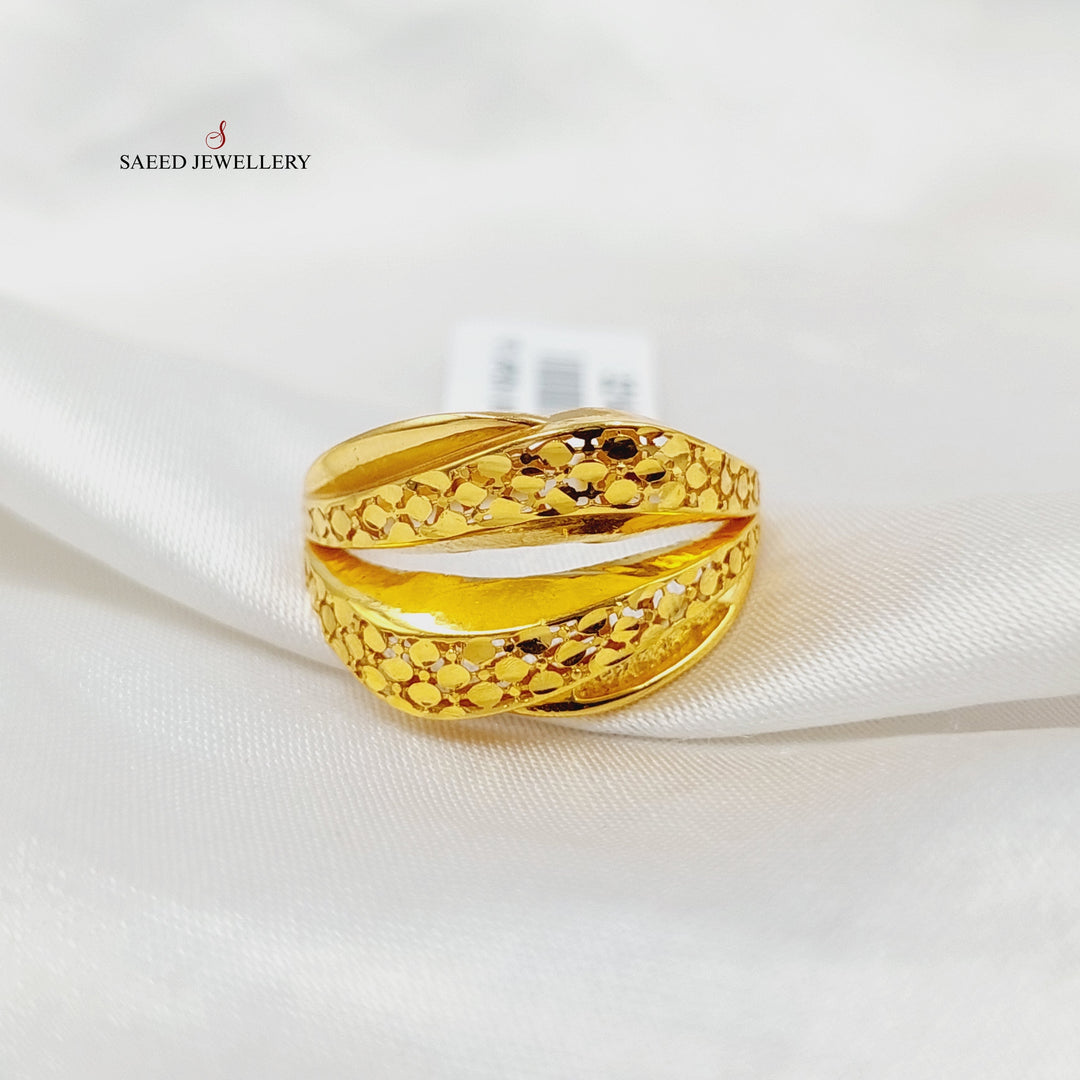 21K Gold Engraved Ring by Saeed Jewelry - Image 2