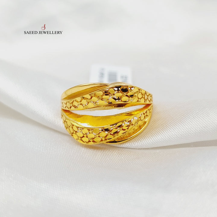 21K Gold Engraved Ring by Saeed Jewelry - Image 2