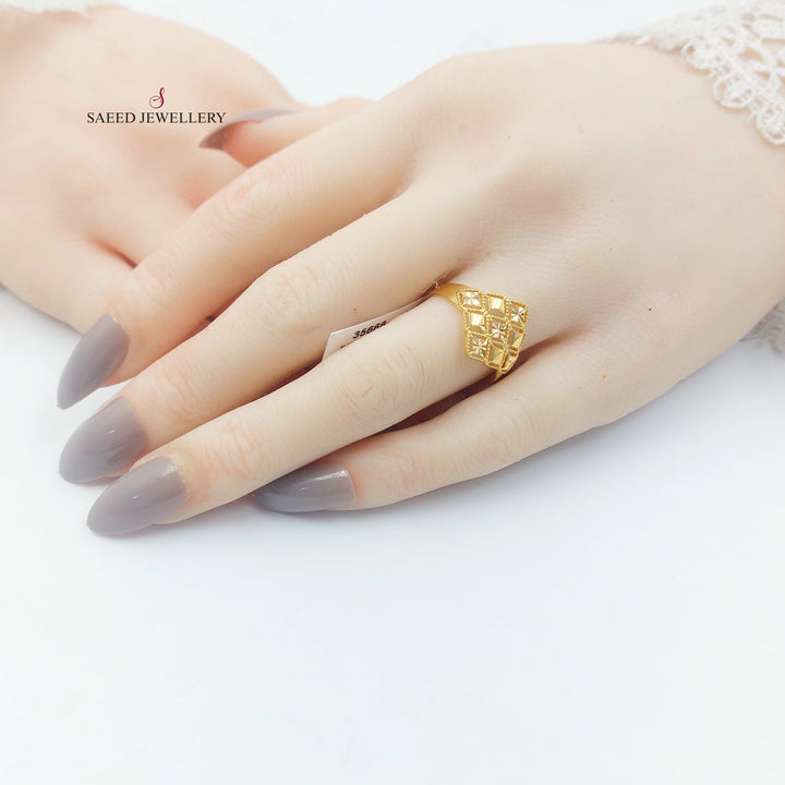Engraved Ring Made of 21K Gold by Saeed Jewelry 