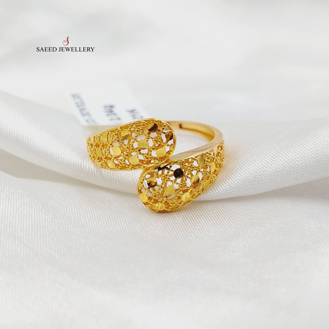 21K Gold Engraved Ring by Saeed Jewelry - Image 1