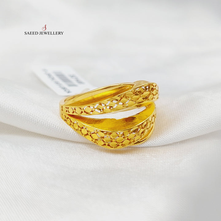 21K Gold Engraved Ring by Saeed Jewelry - Image 1