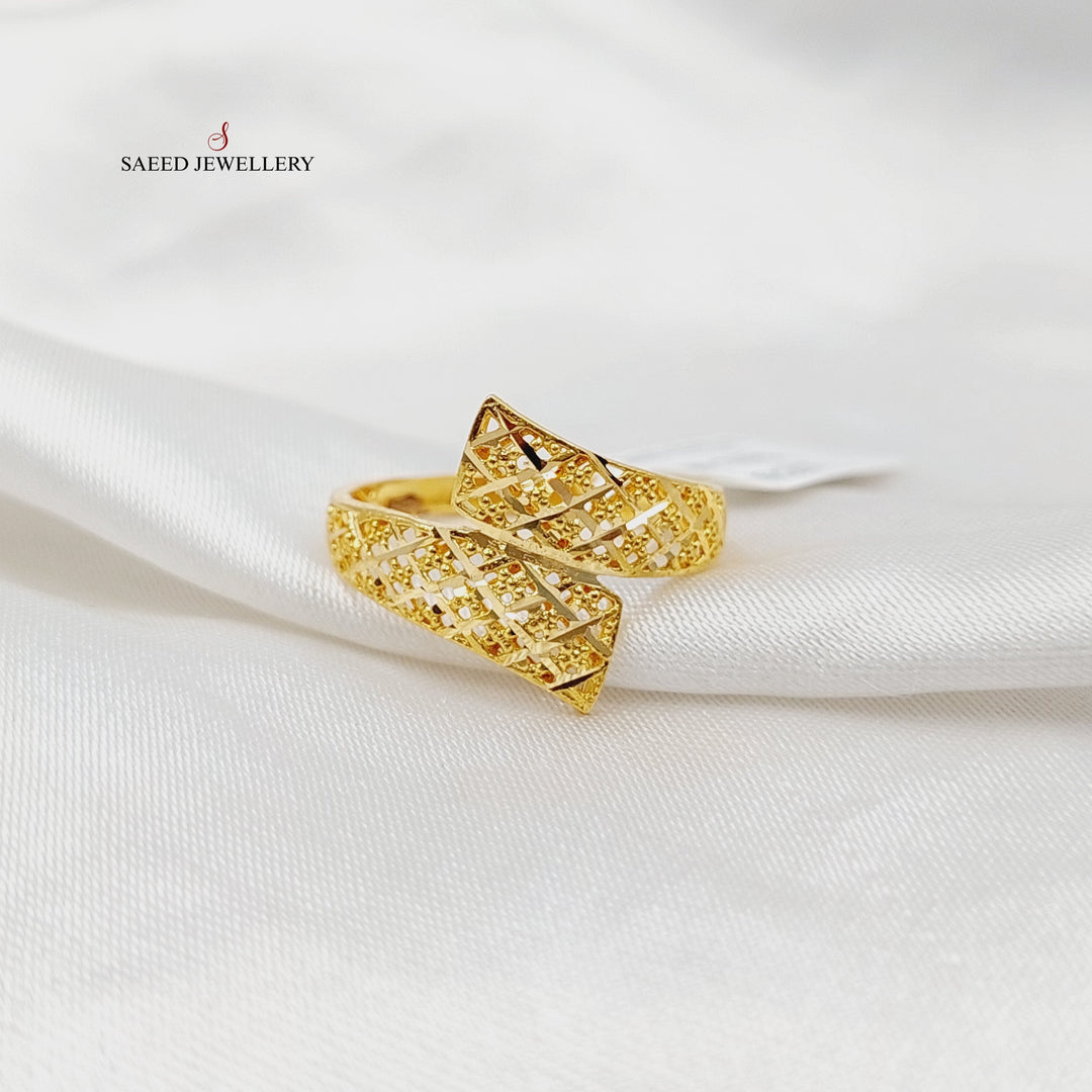 21K Gold Engraved Ring by Saeed Jewelry - Image 1