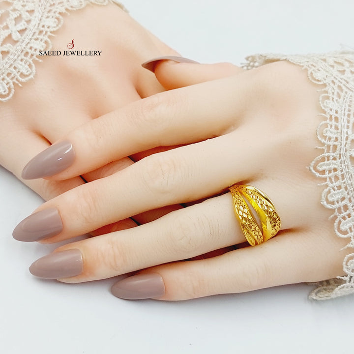 21K Gold Engraved Ring by Saeed Jewelry - Image 4