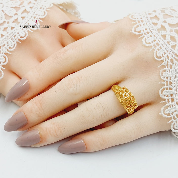 Engraved Ring Made of 21K Gold by Saeed Jewelry 