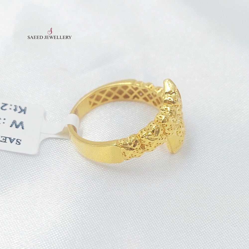 Engraved Ring Made of 21K Gold by Saeed Jewelry 