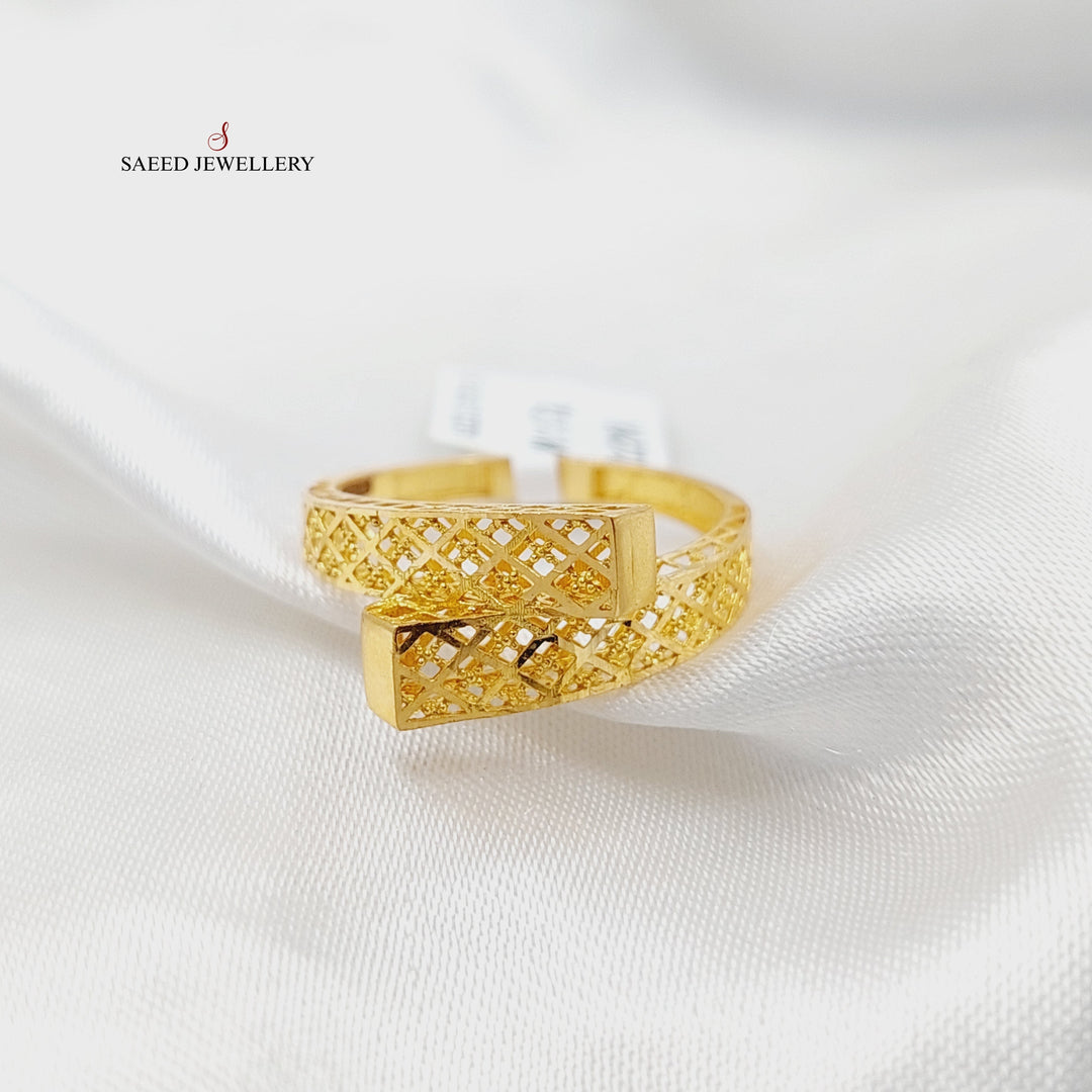 21K Gold Engraved Ring by Saeed Jewelry - Image 1