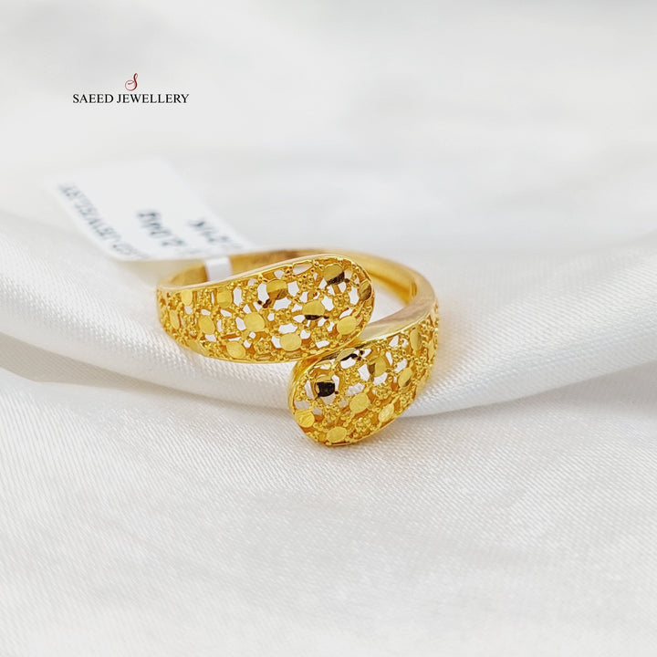 21K Gold Engraved Ring by Saeed Jewelry - Image 2