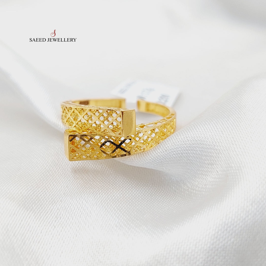 21K Gold Engraved Ring by Saeed Jewelry - Image 3