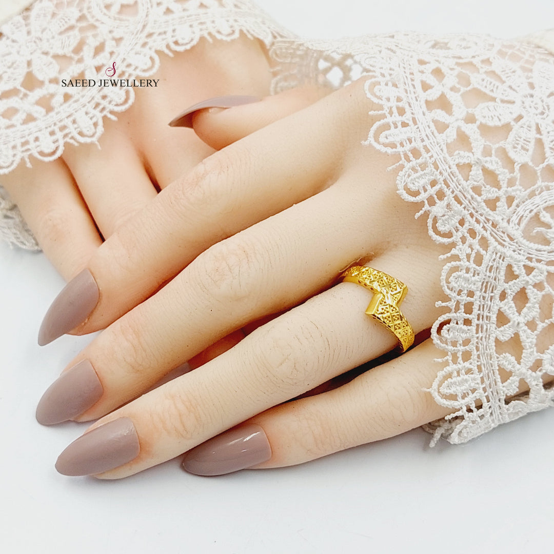 Engraved Ring Made of 21K Gold by Saeed Jewelry 