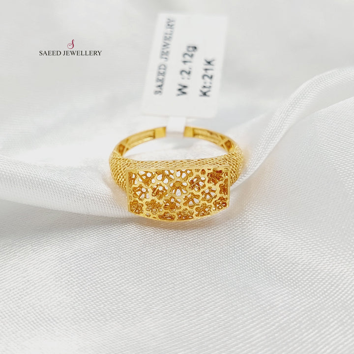 Engraved Ring Made of 21K Gold by Saeed Jewelry 