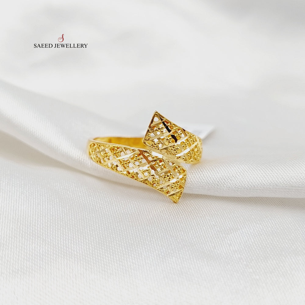 21K Gold Engraved Ring by Saeed Jewelry - Image 2