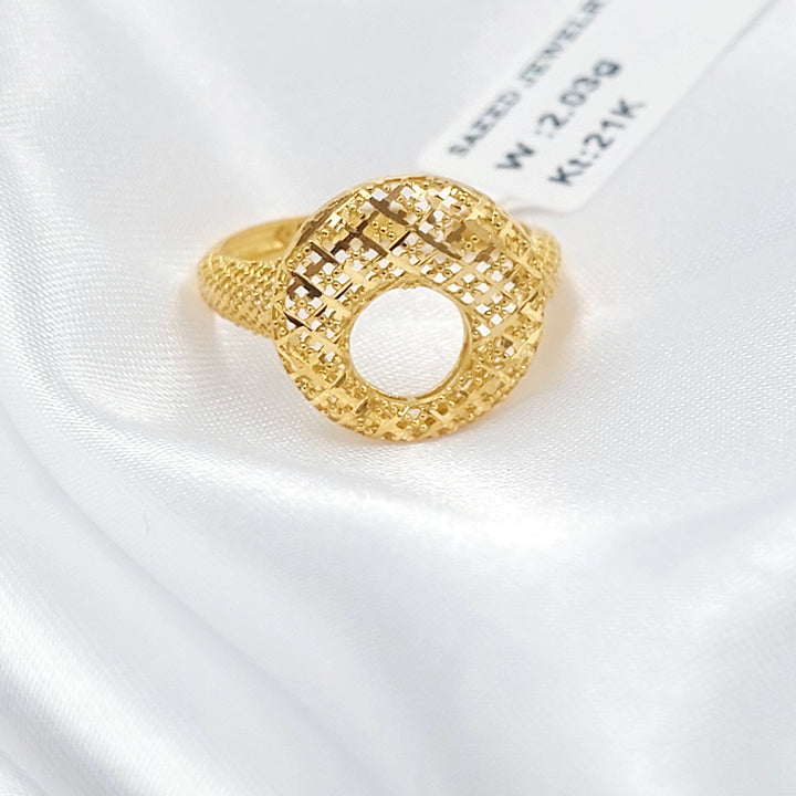Engraved Rounded Ring Made of 21K Gold by Saeed Jewelry 
