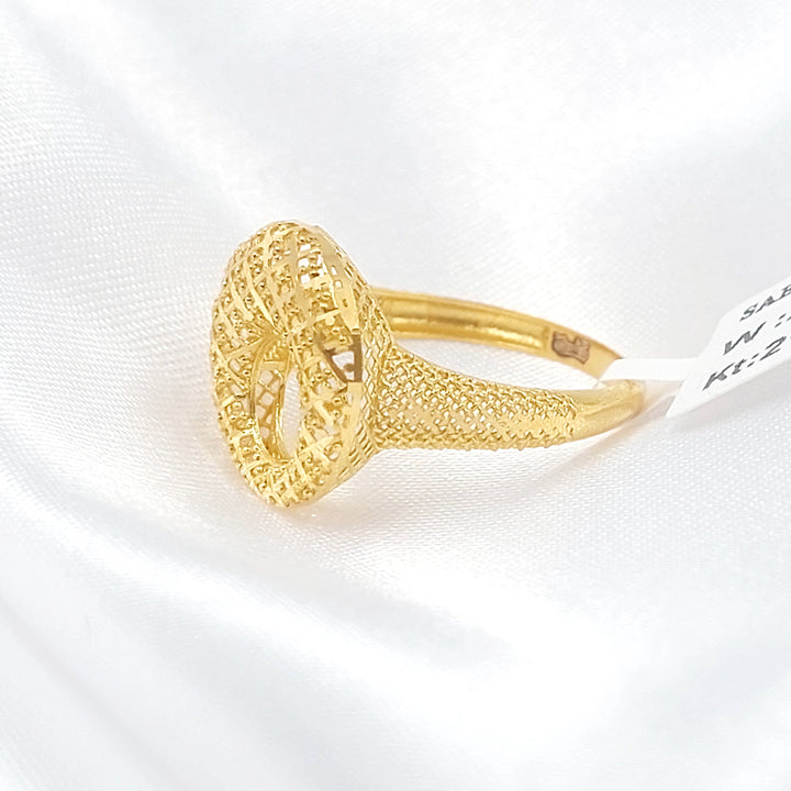 Engraved Rounded Ring Made of 21K Gold by Saeed Jewelry 