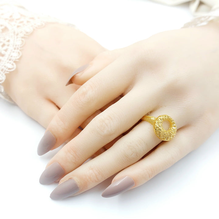 Engraved Rounded Ring Made of 21K Gold by Saeed Jewelry 