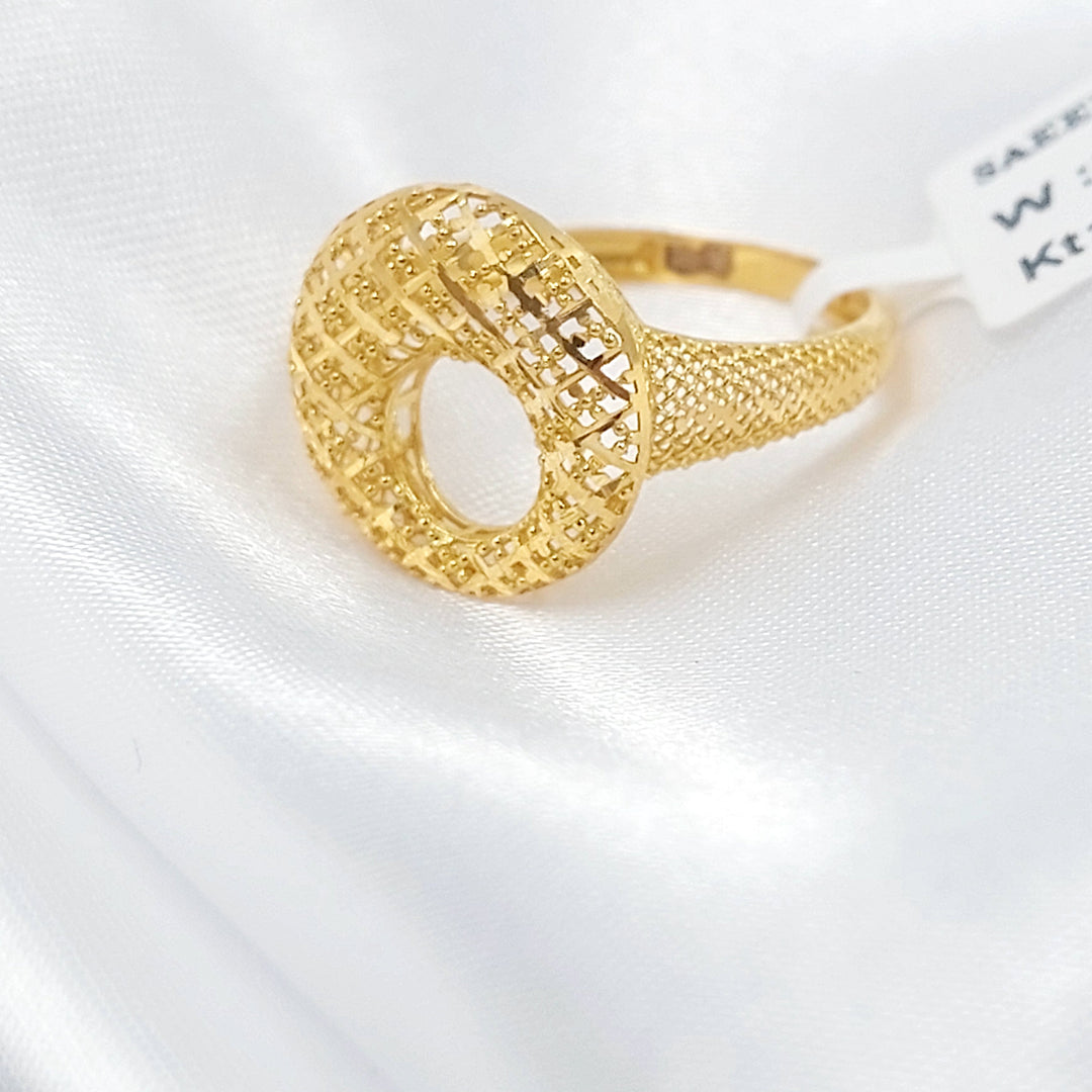 Engraved Rounded Ring Made of 21K Gold by Saeed Jewelry 
