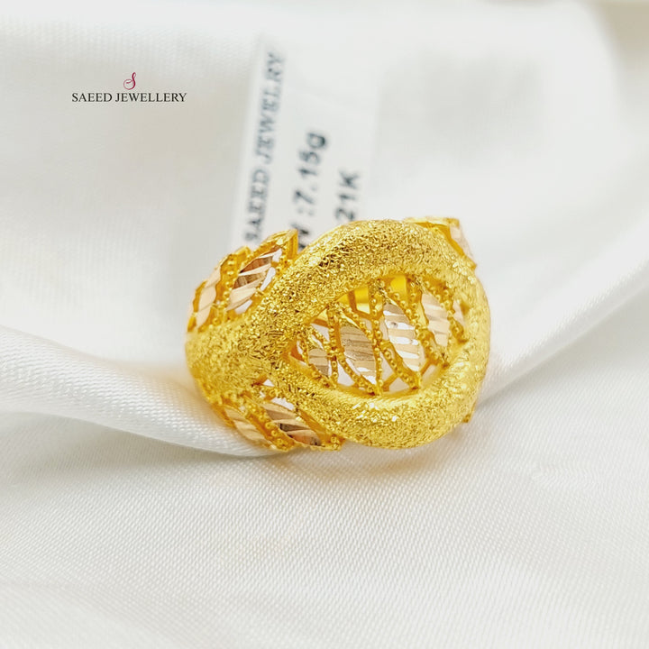 21K Gold Engraved Spike Ring by Saeed Jewelry - Image 4