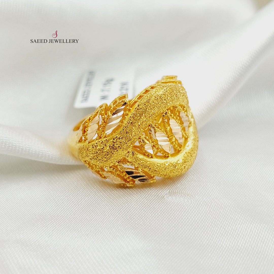 21K Gold Engraved Spike Ring by Saeed Jewelry - Image 3