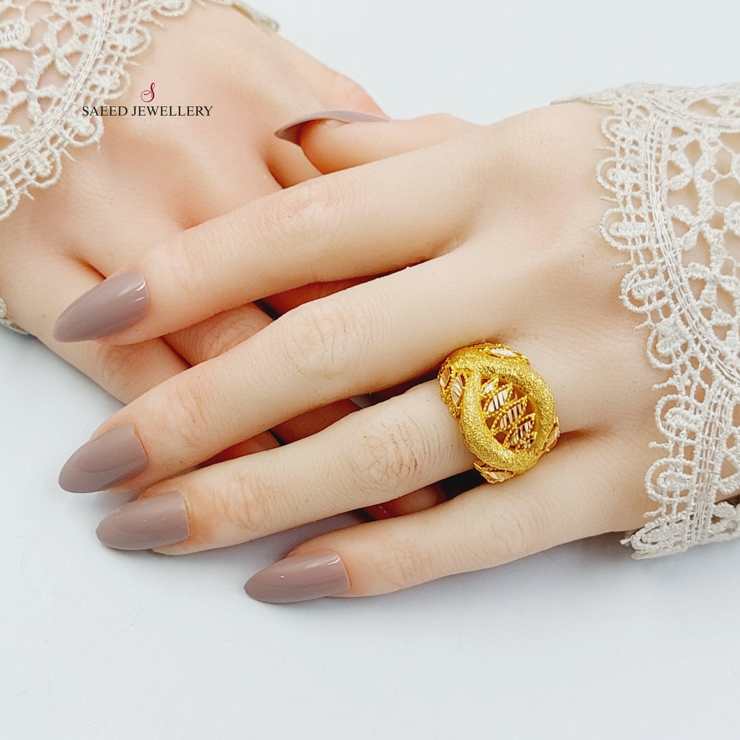 21K Gold Engraved Spike Ring by Saeed Jewelry - Image 5