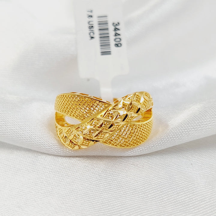 21K خاتم اكس نقش-مجوهرات الشيخ سعيد-Saeed Jewelry 