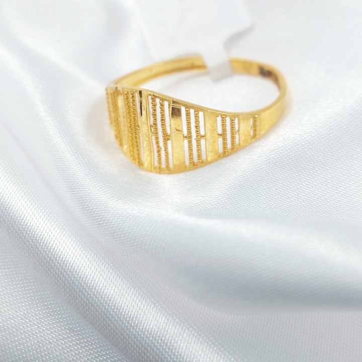 21K خاتم نقش مبسط-مجوهرات الشيخ سعيد-Saeed Jewelry 