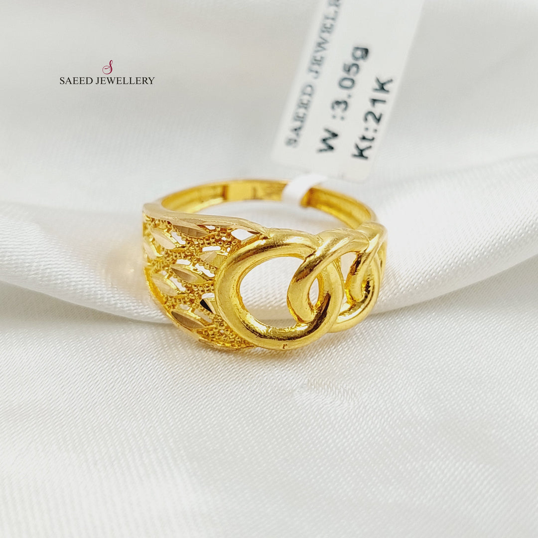 21K Gold Leaf Cuban Links Ring by Saeed Jewelry - Image 3