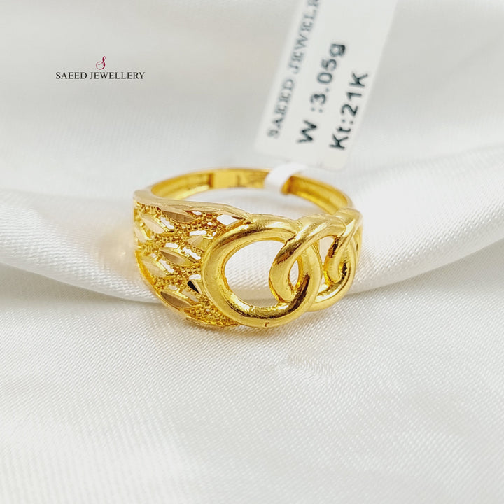 21K Gold Leaf Cuban Links Ring by Saeed Jewelry - Image 3