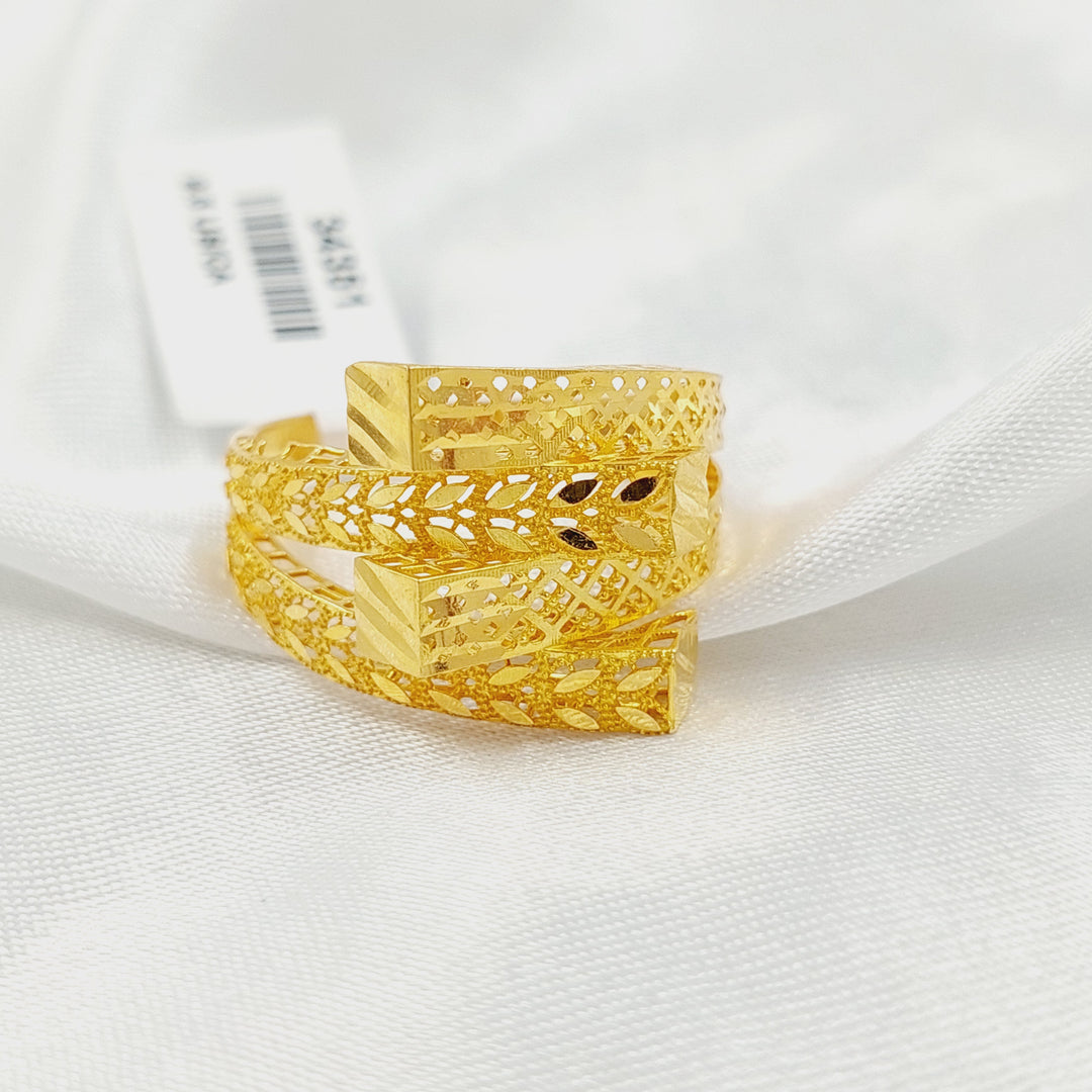 21K خاتم هرم ورق الشجر-مجوهرات الشيخ سعيد-Saeed Jewelry 