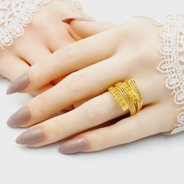 21K خاتم هرم ورق الشجر-مجوهرات الشيخ سعيد-Saeed Jewelry 