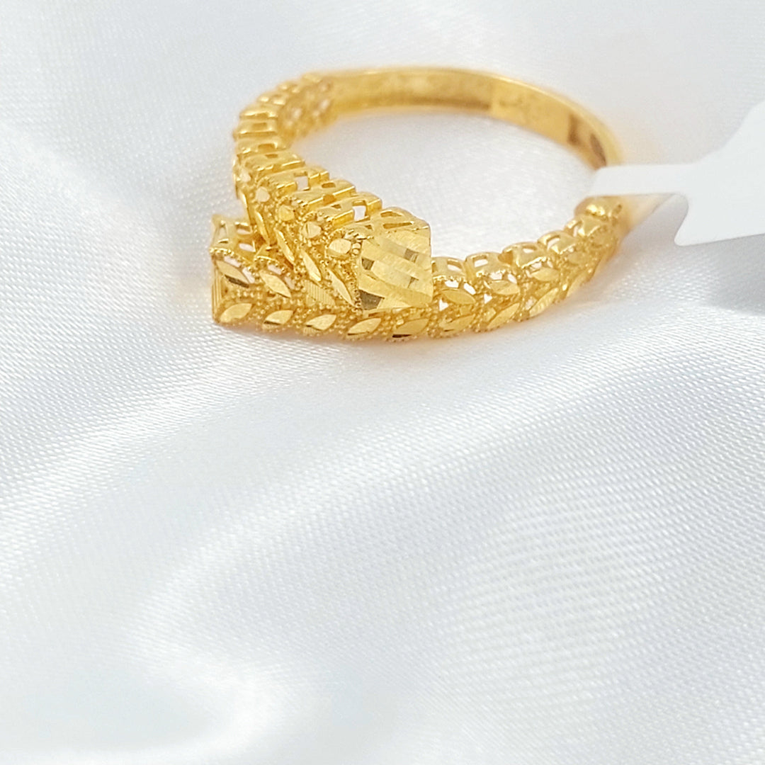 21K خاتم هرم ورق الشجر-مجوهرات الشيخ سعيد-Saeed Jewelry 