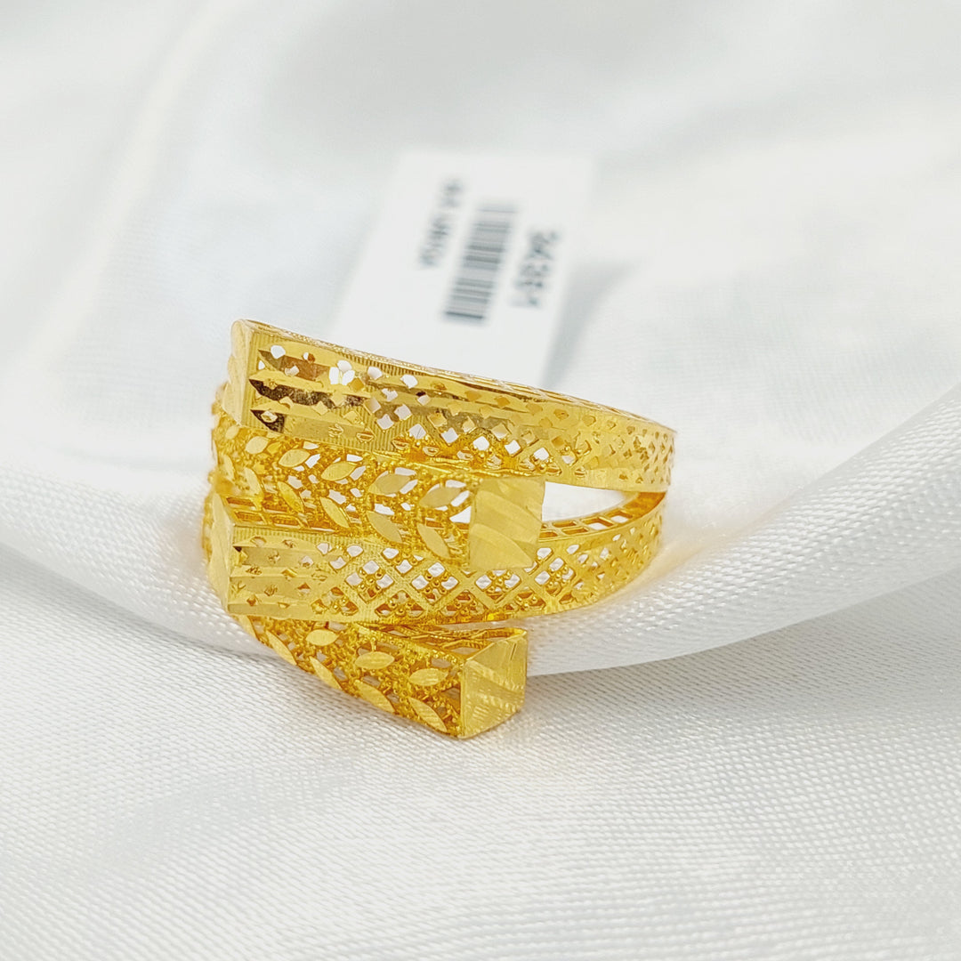 21K خاتم هرم ورق الشجر-مجوهرات الشيخ سعيد-Saeed Jewelry 