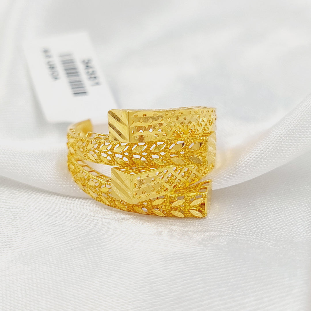 21K خاتم هرم ورق الشجر-مجوهرات الشيخ سعيد-Saeed Jewelry 