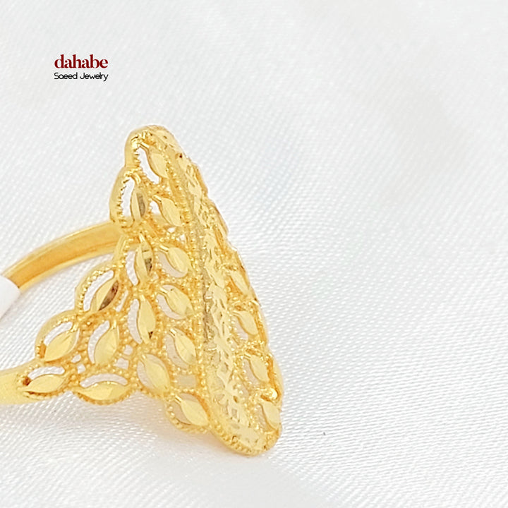 21K خاتم ورق الشجر-مجوهرات الشيخ سعيد-Saeed Jewelry 