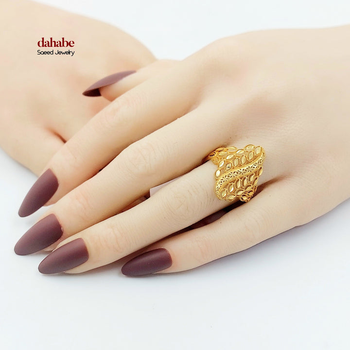 21K خاتم ورق الشجر-مجوهرات الشيخ سعيد-Saeed Jewelry 