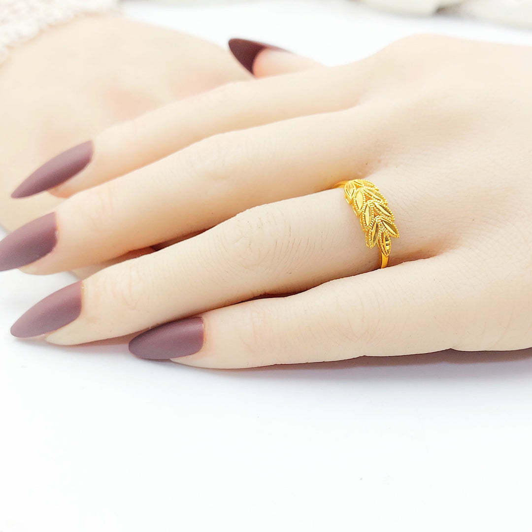 21K خاتم ورق الشجر-مجوهرات الشيخ سعيد-Saeed Jewelry 