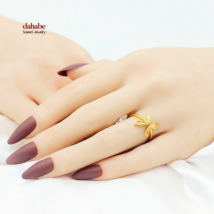 Leaf Ring Made of 21K Gold by Saeed Jewelry 