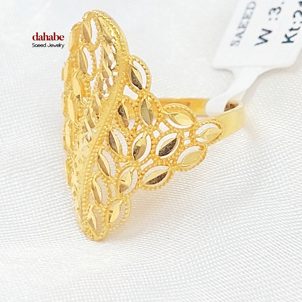 21K خاتم ورق الشجر-مجوهرات الشيخ سعيد-Saeed Jewelry 